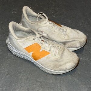 New Balance White and Orange Sneakers